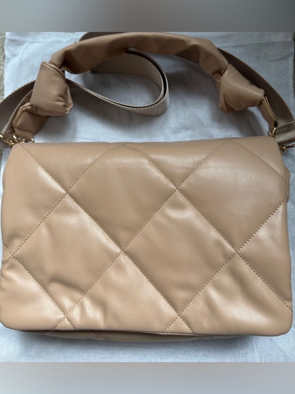 Sondra Roberts Quilted Shoulder Bag in Beige Tan - NWT